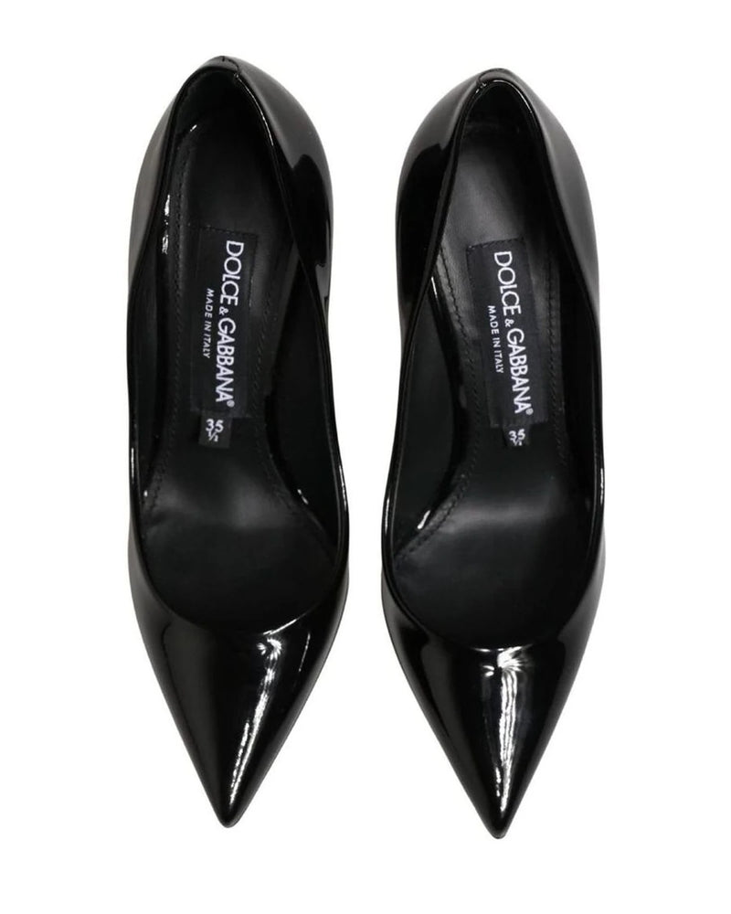 Dolce & Gabbana Black Leather Calf Stiletto Heels 
