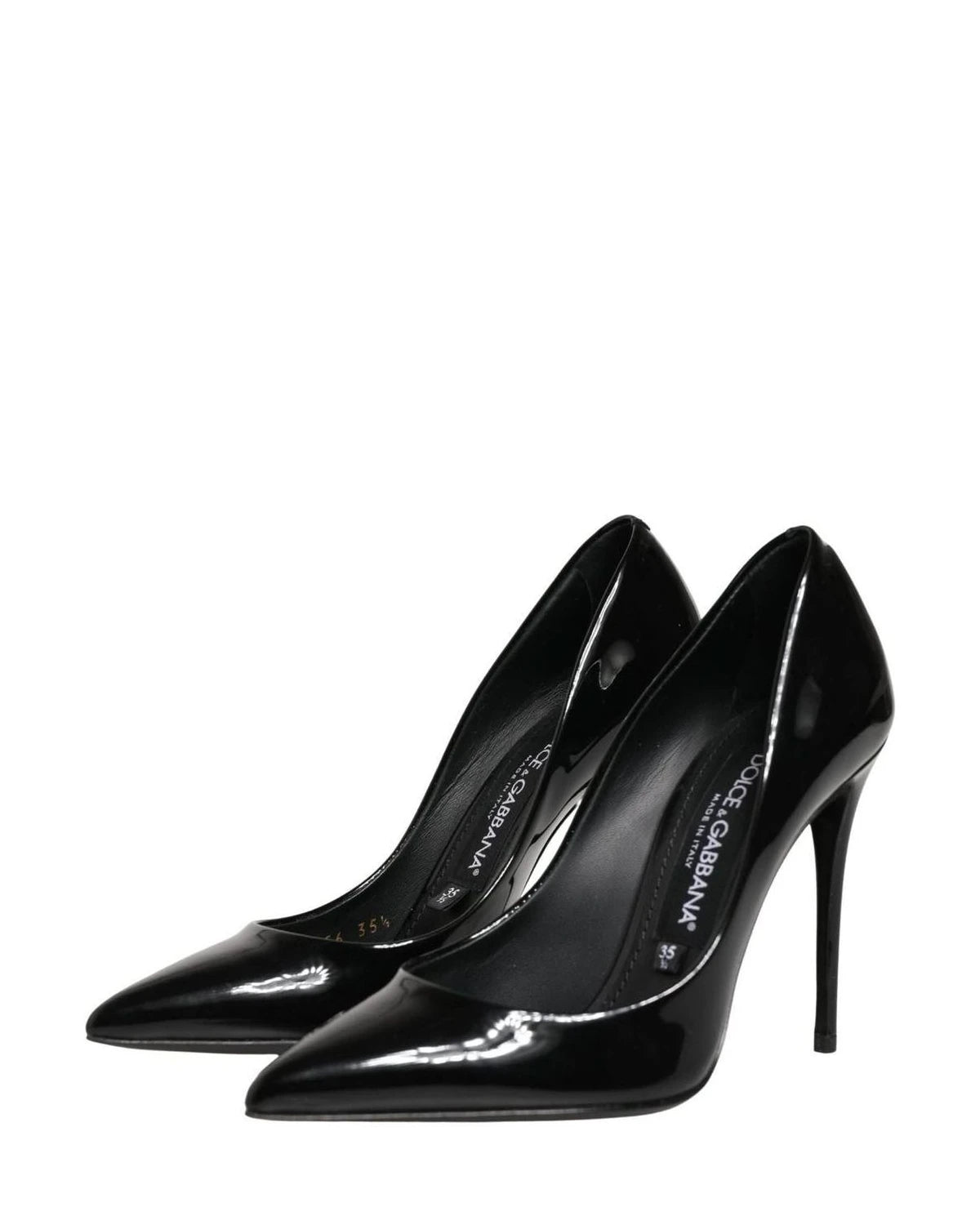Dolce & Gabbana Black Leather Calf Stiletto Heels 