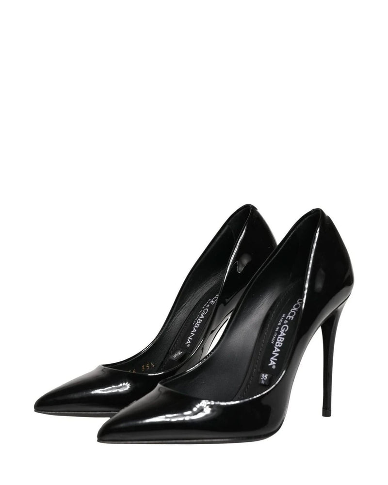 Dolce & Gabbana Black Leather Calf Stiletto Heels 