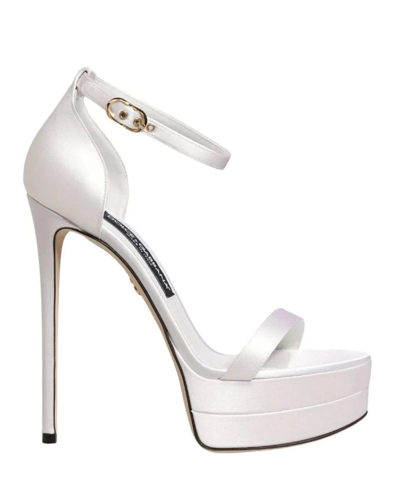 Dolce & Gabbana White Platform Ankle Strap Sandals Shoes 