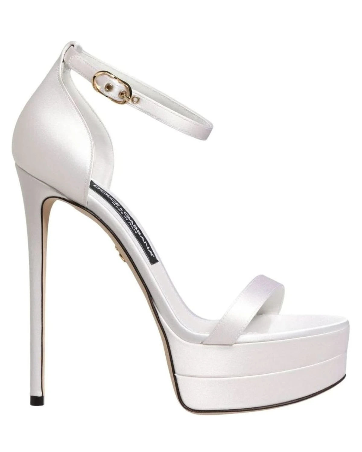 Dolce & Gabbana White Platform Ankle Strap Sandals Shoes 