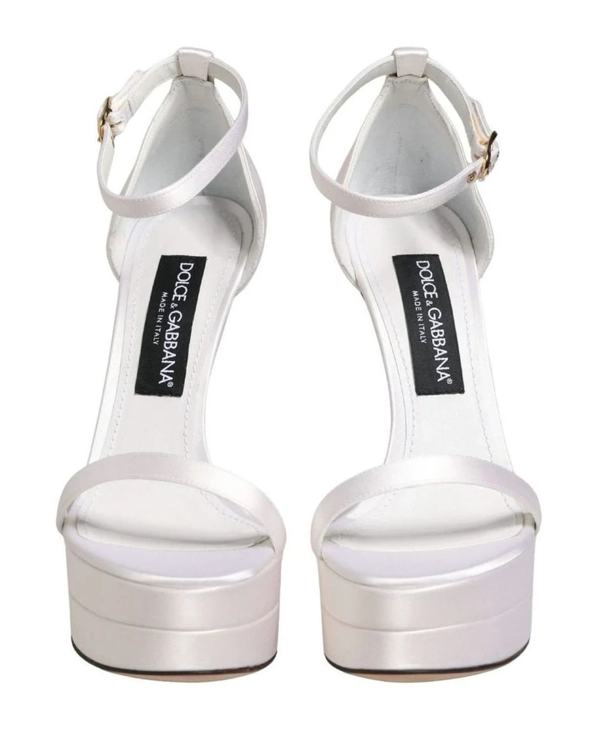 Dolce & Gabbana White Platform Ankle Strap Sandals Shoes 
