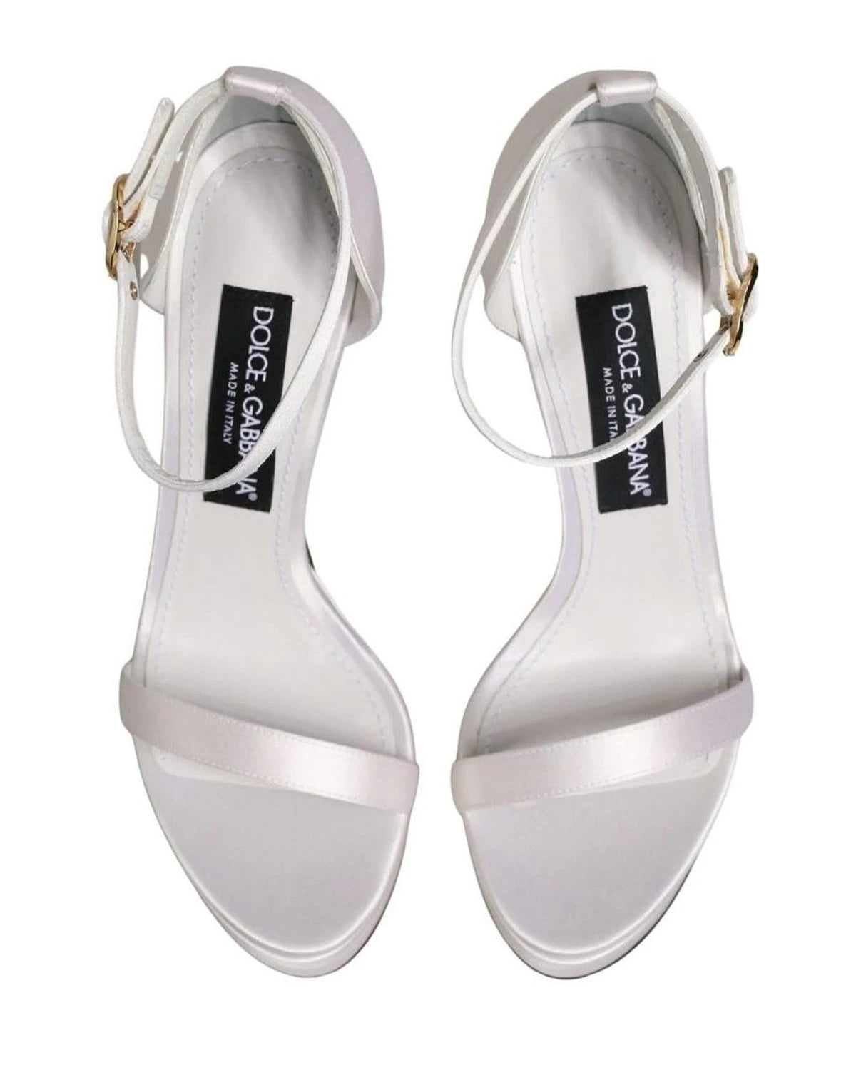 Dolce & Gabbana White Platform Ankle Strap Sandals Shoes 