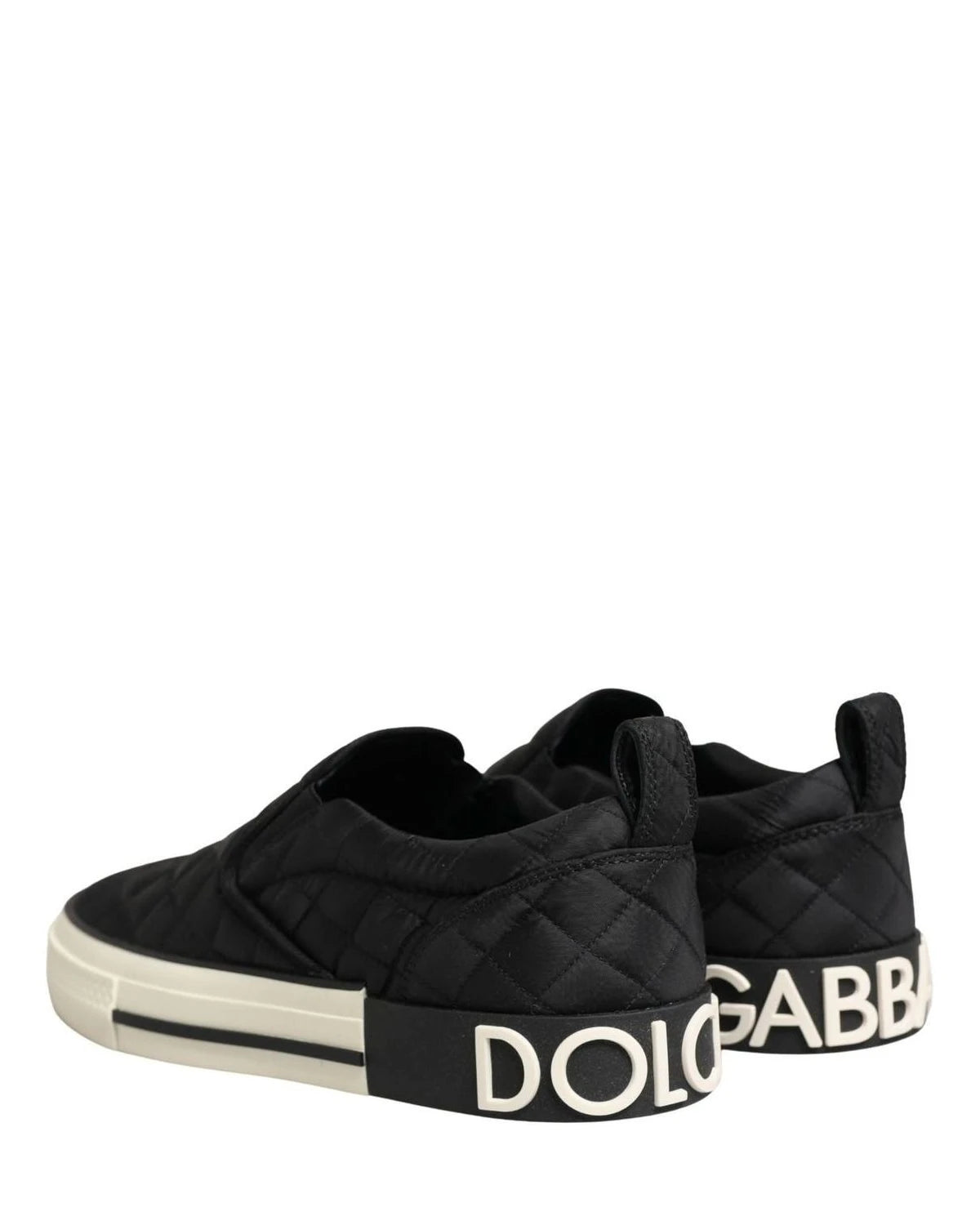 Dolce & Gabbana Black Quilted Slip On Low Top Sneakers Shoes Glam Steals