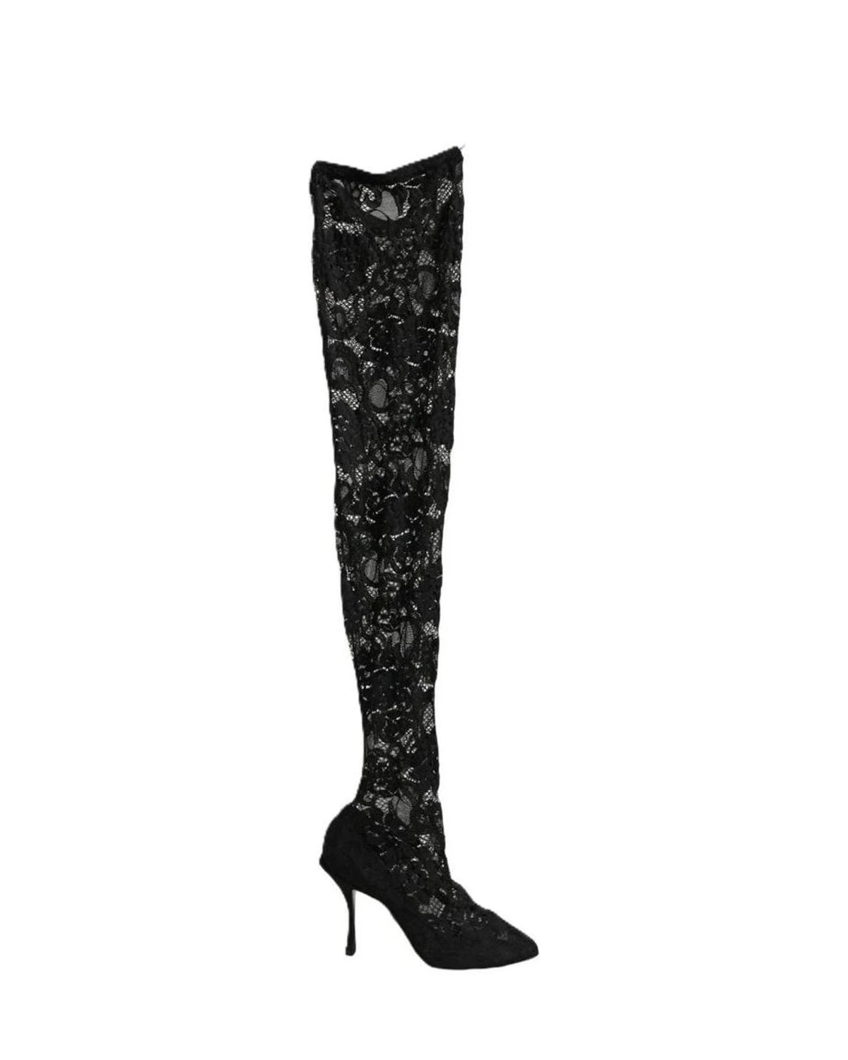 Dolce & Gabbana Black Lace Taormina Socks Boots Glam Steals