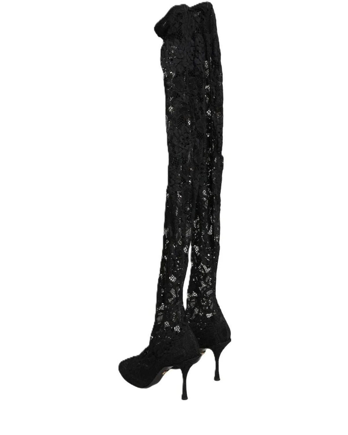 Dolce & Gabbana Black Lace Taormina Socks Boots Glam Steals