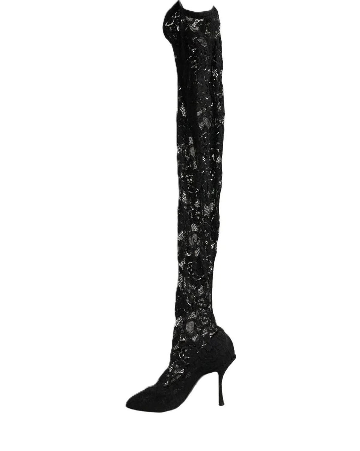 Dolce & Gabbana Black Lace Taormina Socks Boots Glam Steals
