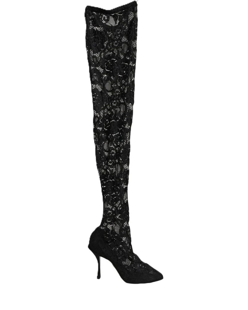 Dolce & Gabbana Black Lace Taormina Socks Boots Glam Steals
