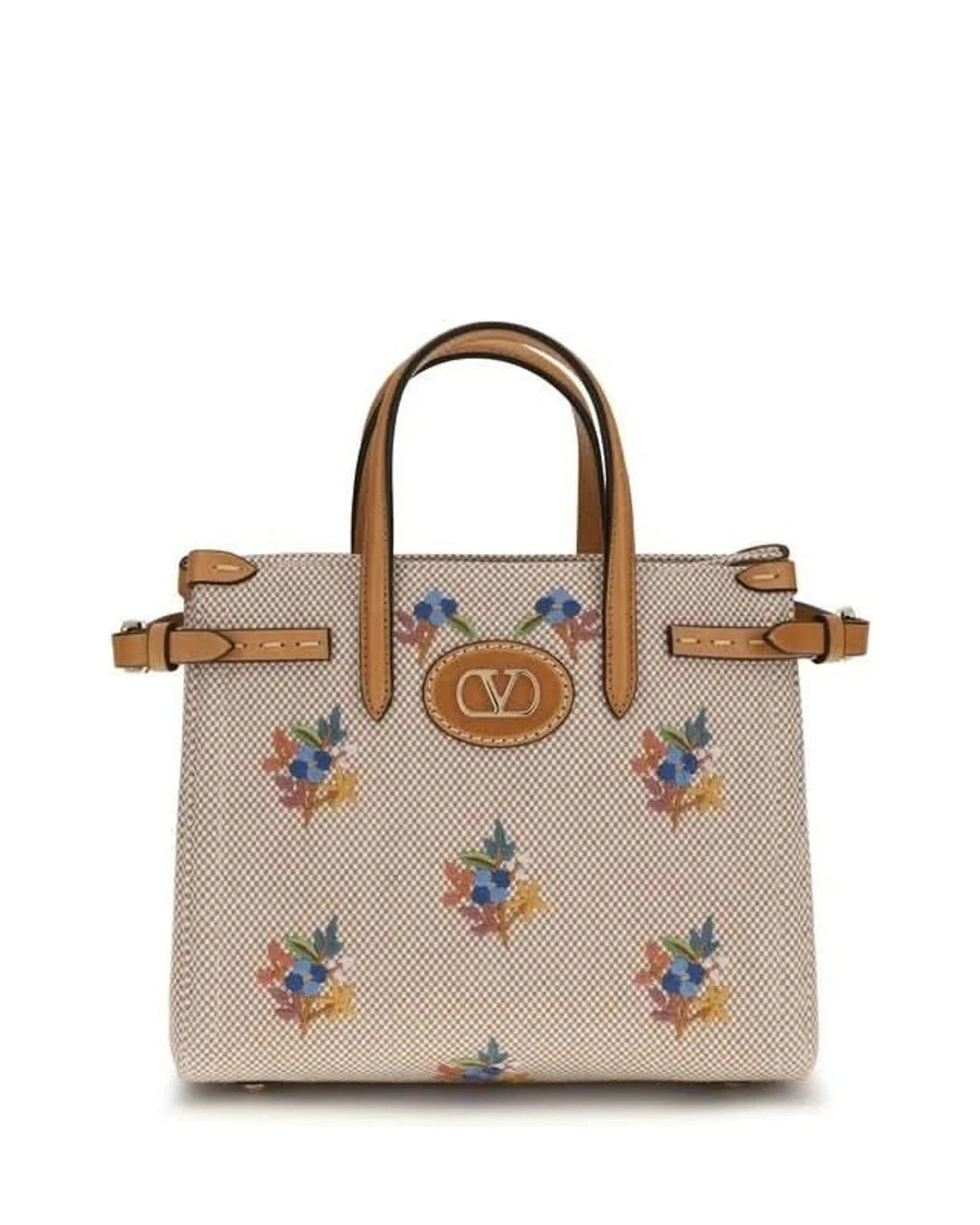 Valentino Garavani Floral Beige Satchel Bag 