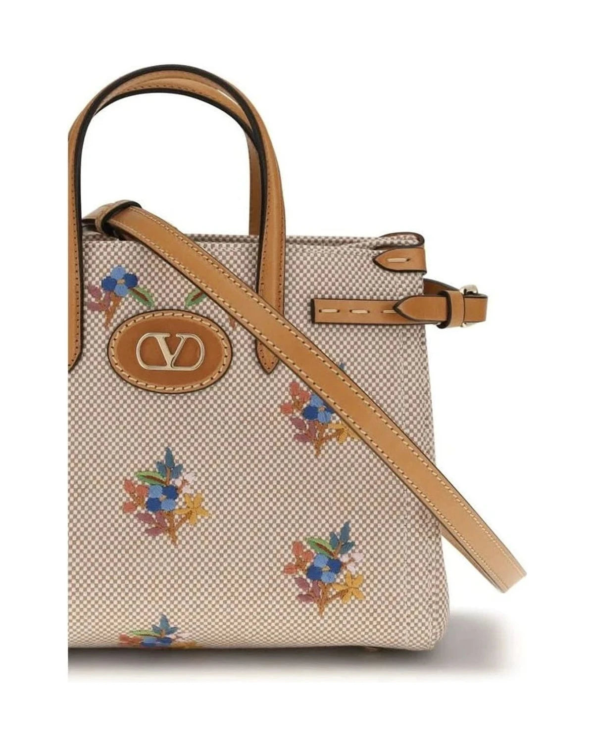 Valentino Garavani Floral Beige Satchel Bag 