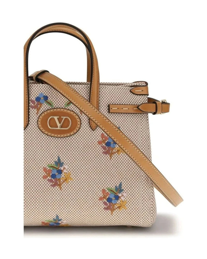 Valentino Garavani Floral Beige Satchel Bag 