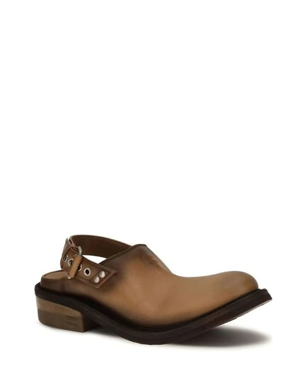 Miu Miu Brown Leather Calf Bos Taurus Mules Glam Steals