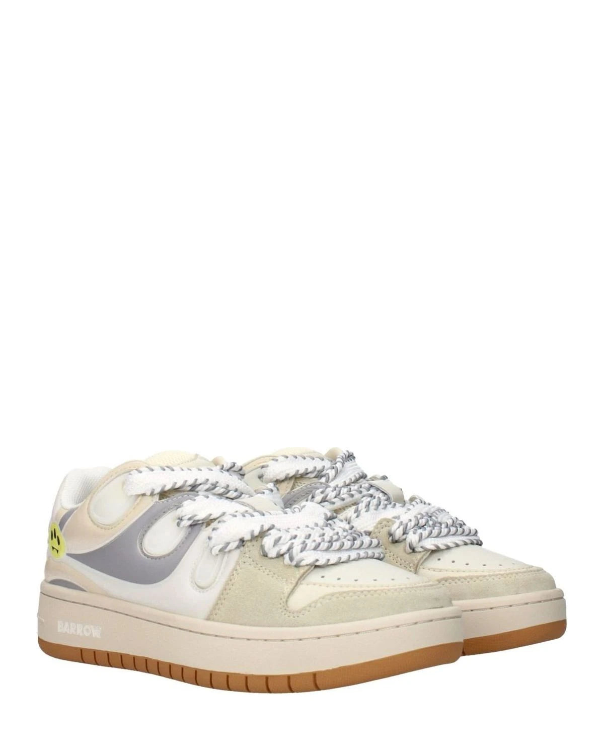 Barrow Beige Leather Low Top Sneakers Glam Steals