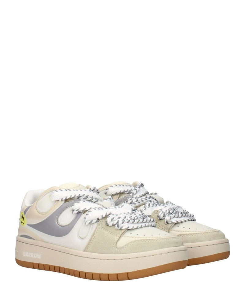 Barrow Beige Leather Low Top Sneakers Glam Steals