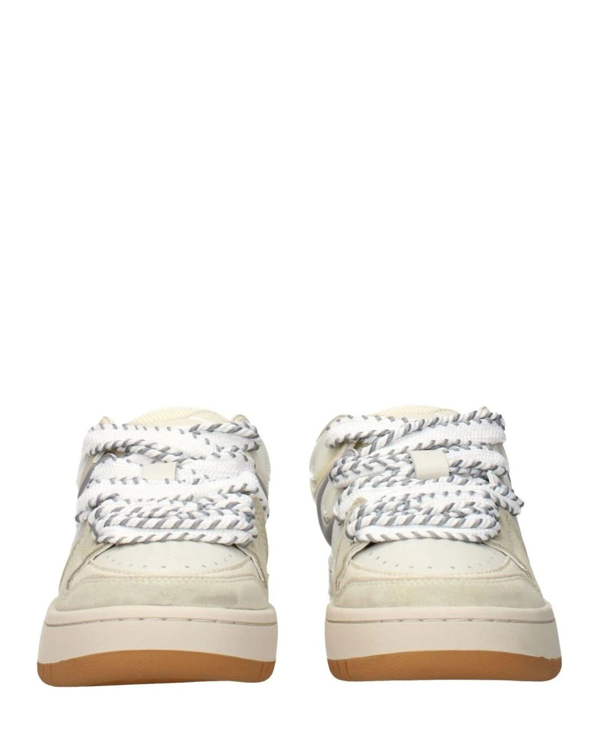 Barrow Beige Leather Low Top Sneakers Glam Steals