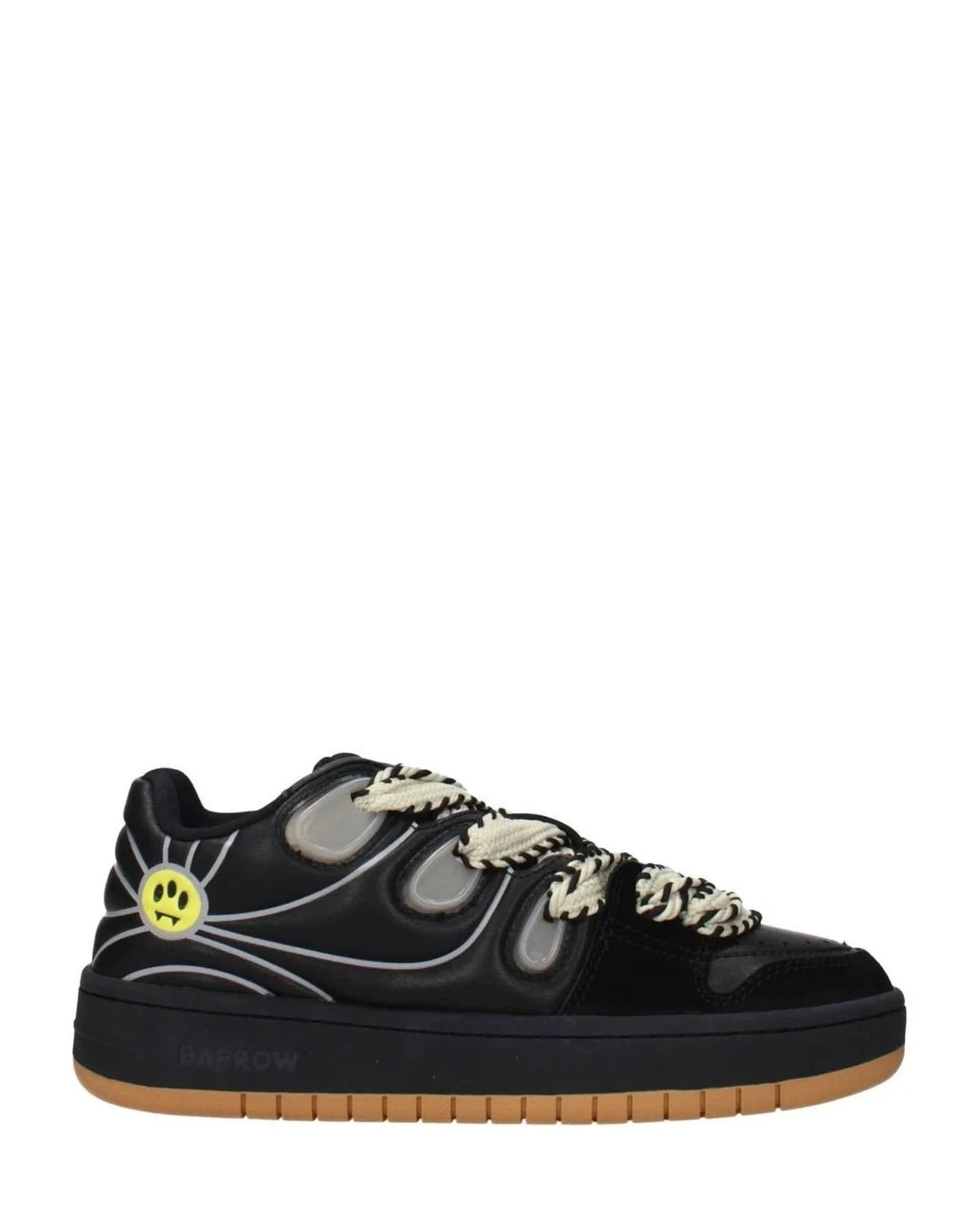 Barrow Black Leather Low Top Sneakers Glam Steals