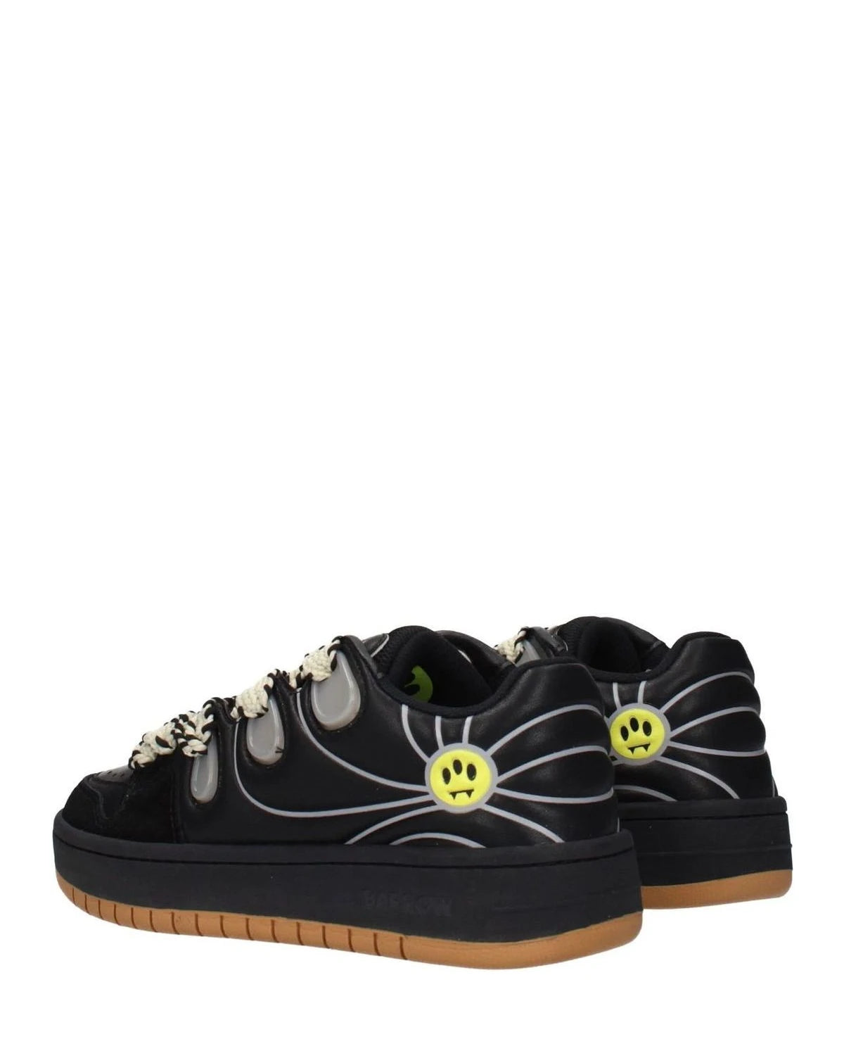 Barrow Black Leather Low Top Sneakers Glam Steals