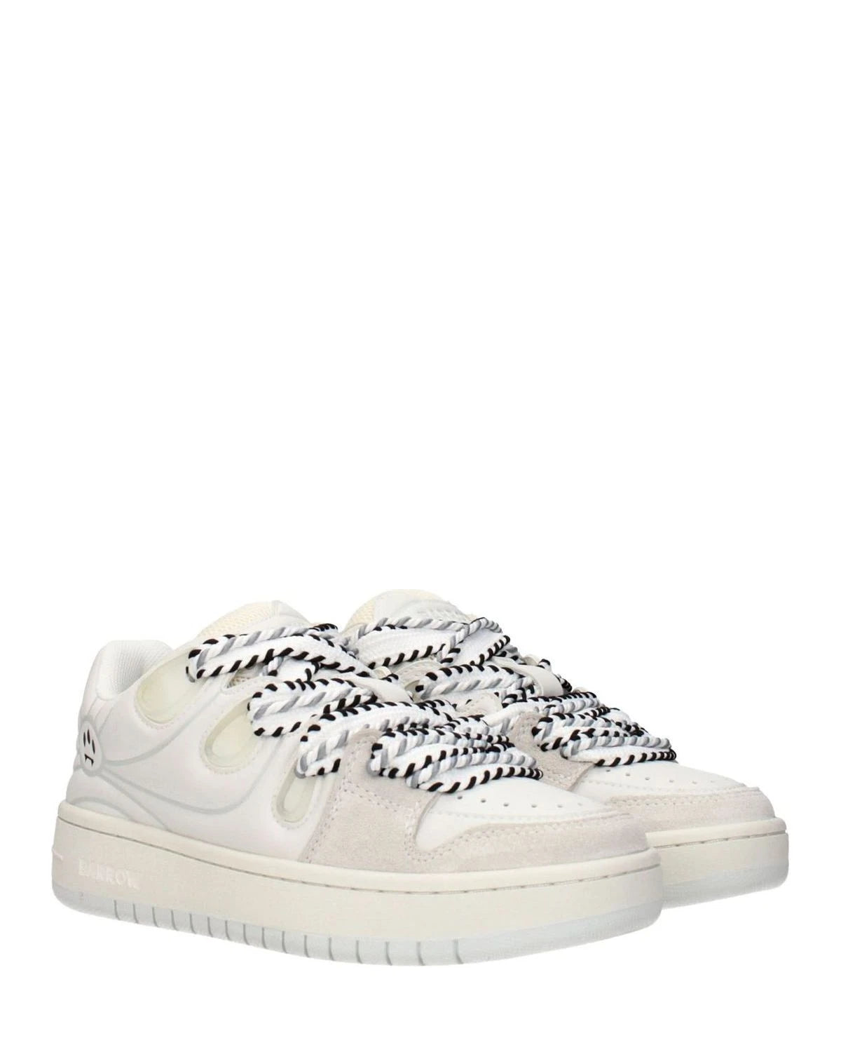 Barrow White Leather Low Top Sneakers Glam Steals