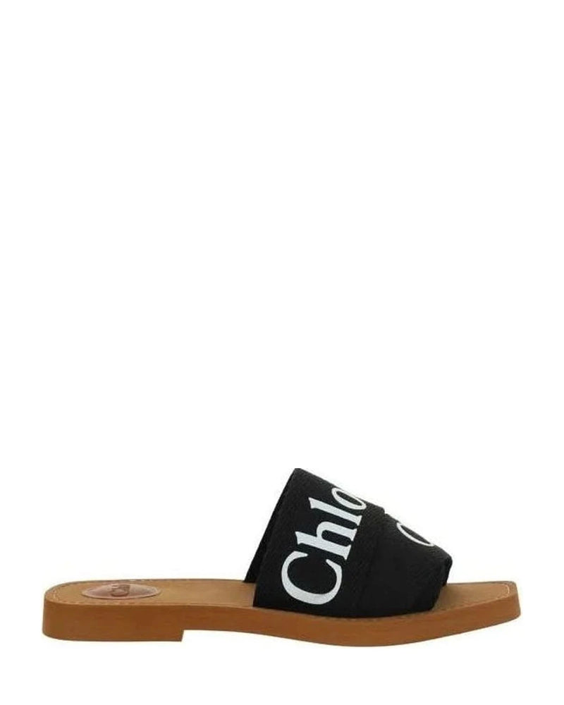 Chloé Black Linen Flat Sandals Glam Steals