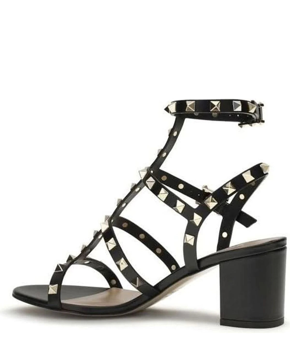 Valentino Garavani Black Leather Calf Bos Taurus Stiletto Heel Sandals Glam Steals