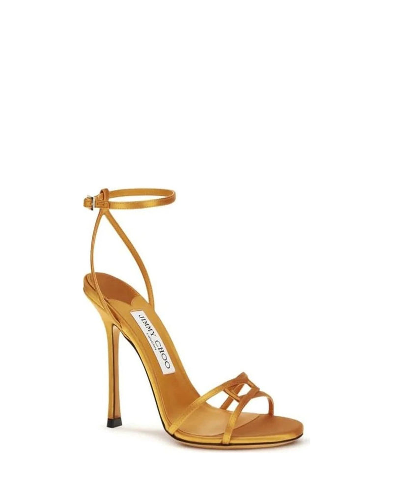 Jimmy Choo Orange Silk Stiletto Sandals 
