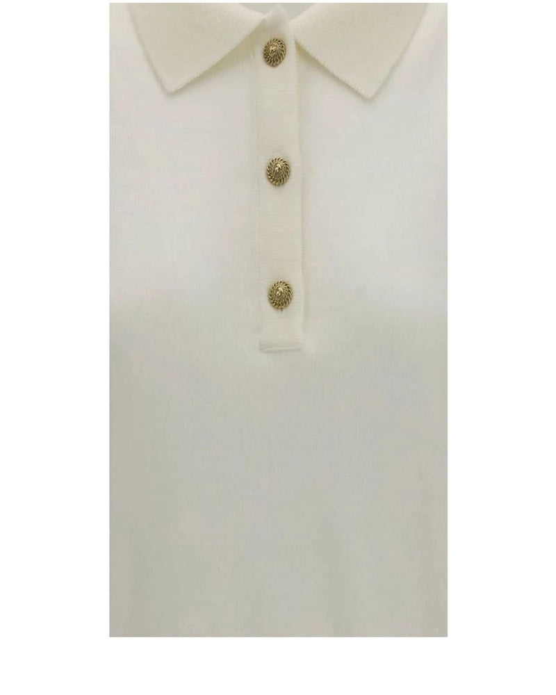 Balmain Polo in white, Merino Wool — view 3
