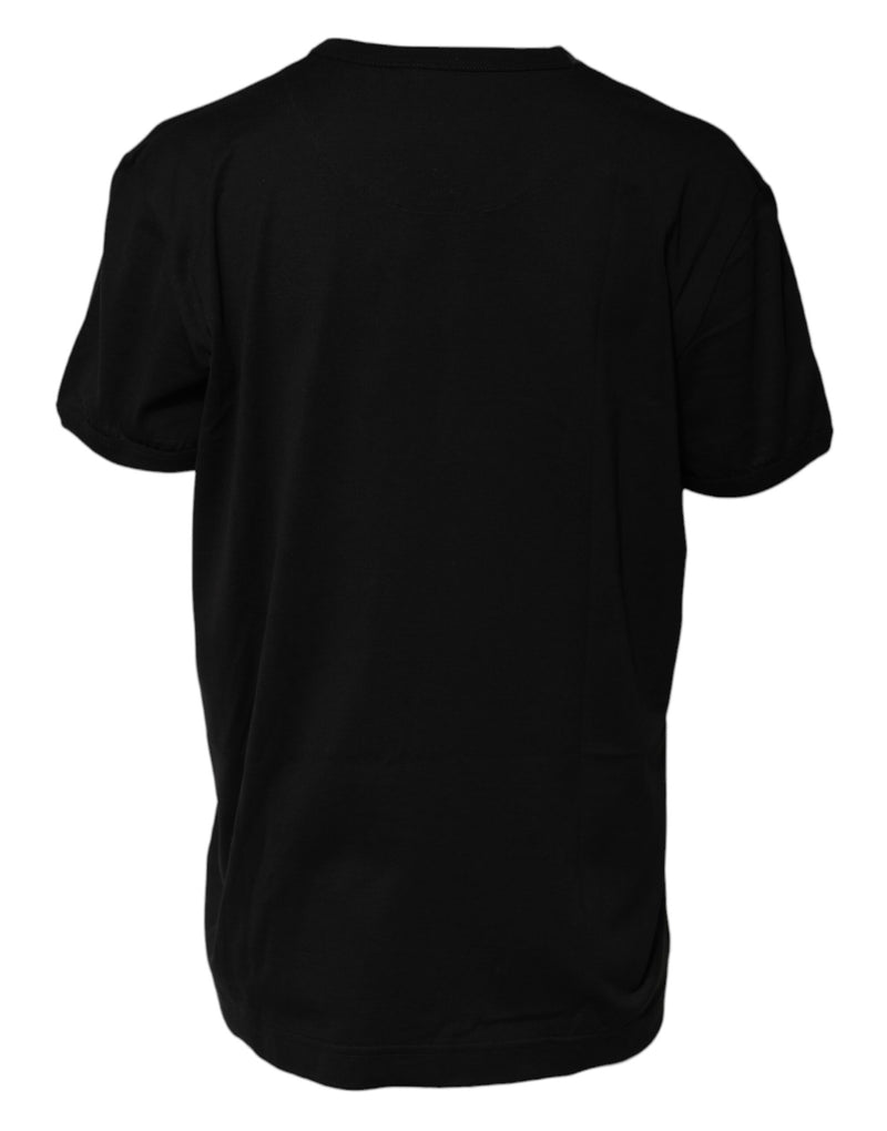 Dolce & Gabbana Black Cotton Goodluck Tee Crew Neck T-shirt Glam Steals