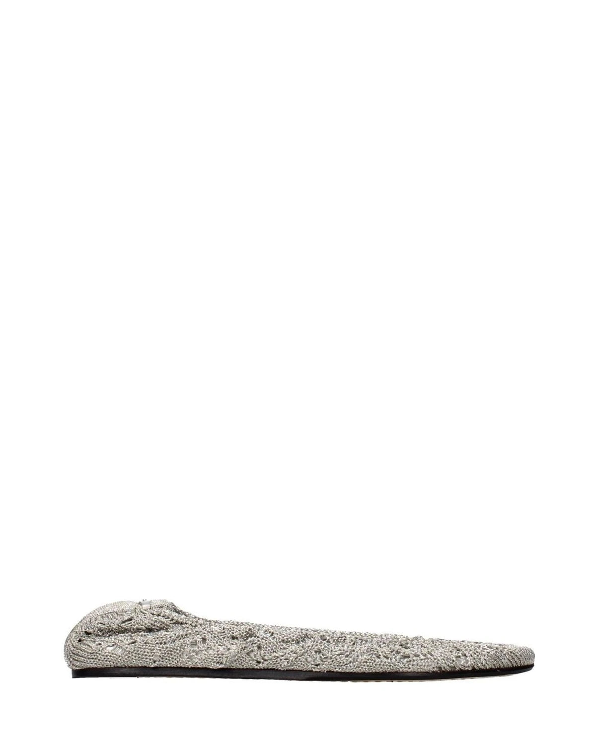Gray Fabric Ballet Flats 