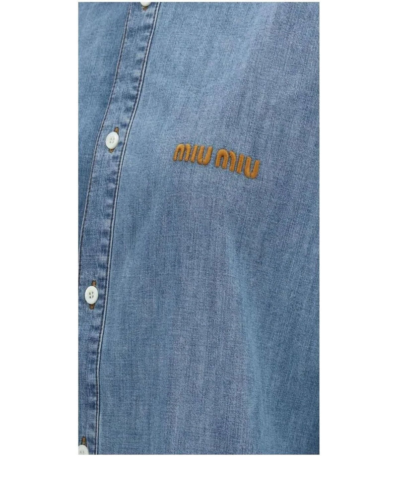 Miu Miu Dress Shirt in blue, Cotton — view 3