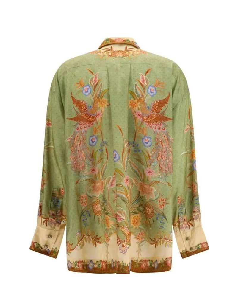 Zimmermann Dress Shirt in green, Silk — view 2