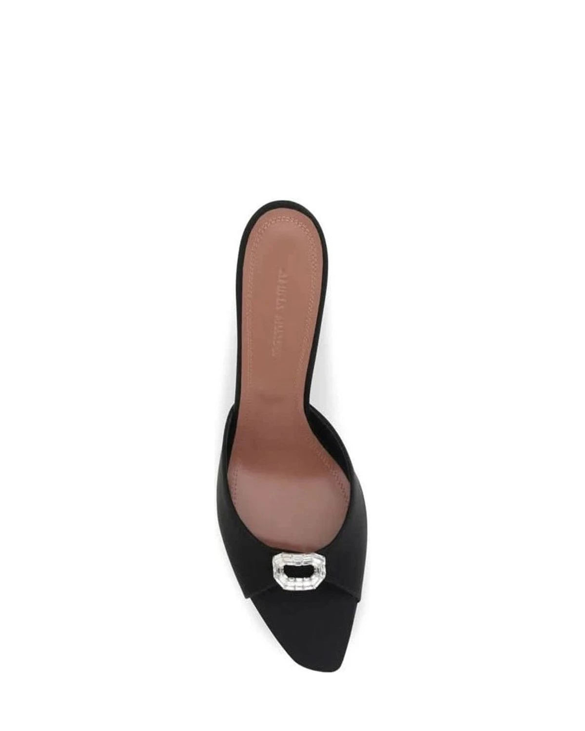 Amina Muaddi Black Silk Stiletto Sandals 