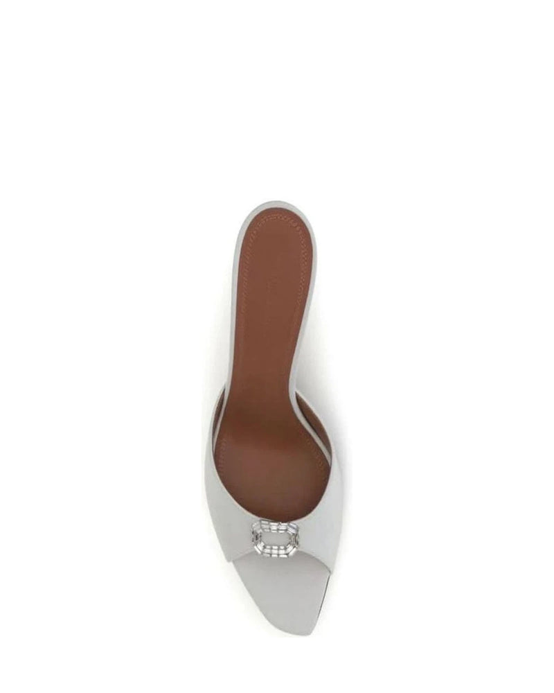 Amina Muaddi White Stiletto Sandals 