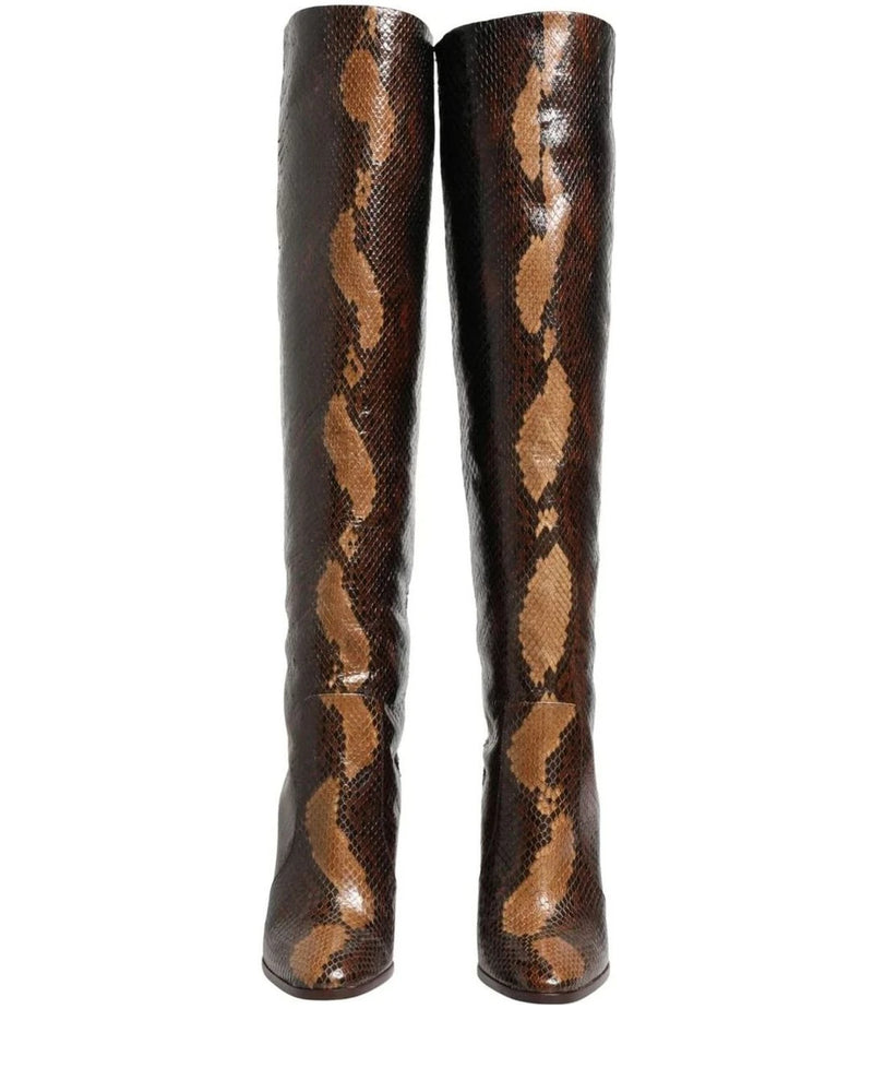 Dolce & Gabbana Exotic Brown Knee High Boots 