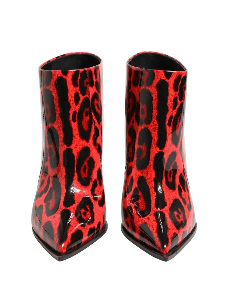 Dolce & Gabbana Leopard Cardinale Red Ankle Boots 