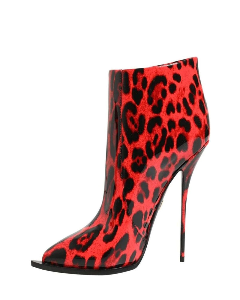 Dolce & Gabbana Leopard Cardinale Red Ankle Boots 