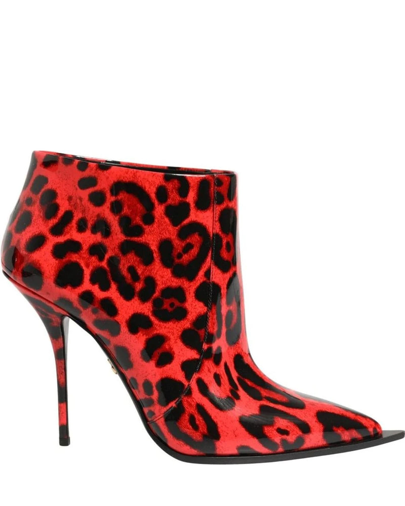 Dolce & Gabbana Leopard Cardinale Red Ankle Boots 