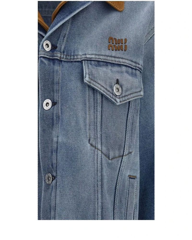 Miu Miu Trucker Jacket in blue, Cotton — view 3