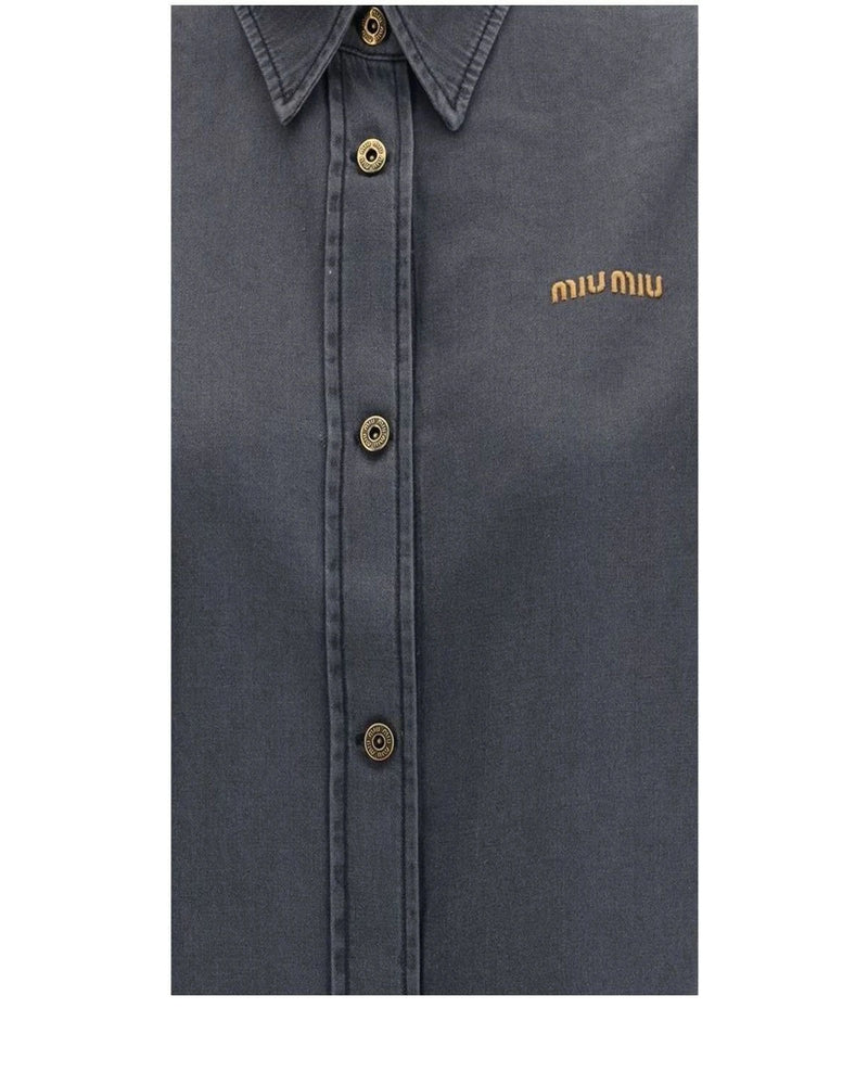 Miu Miu Dress Shirt in gray, Cotton — view 3