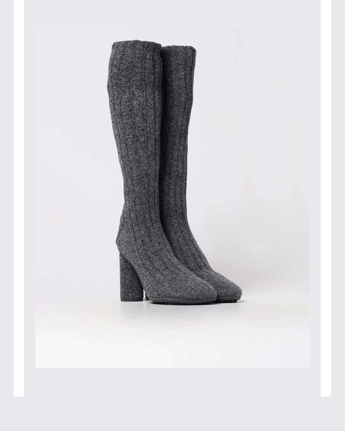 Bottega Veneta Gray Wool Knee High Boots 