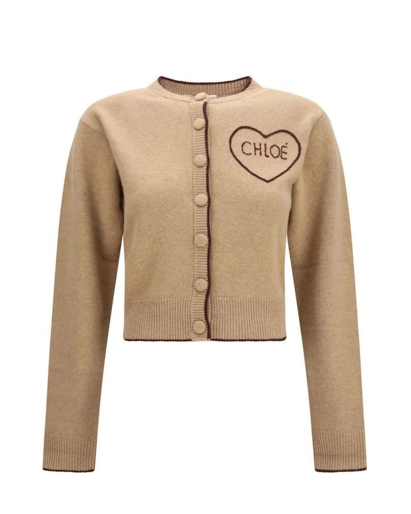 Chloé Cardigan in beige, Merino Wool