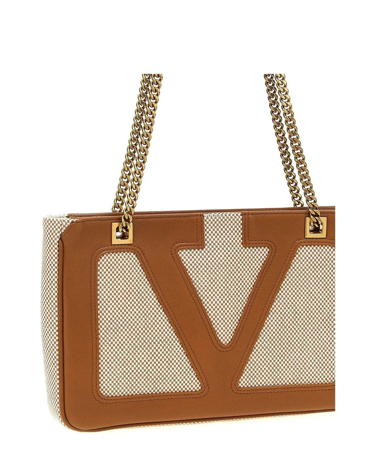 Valentino Garavani Shoulder Bag in beige, Cotton — view 3