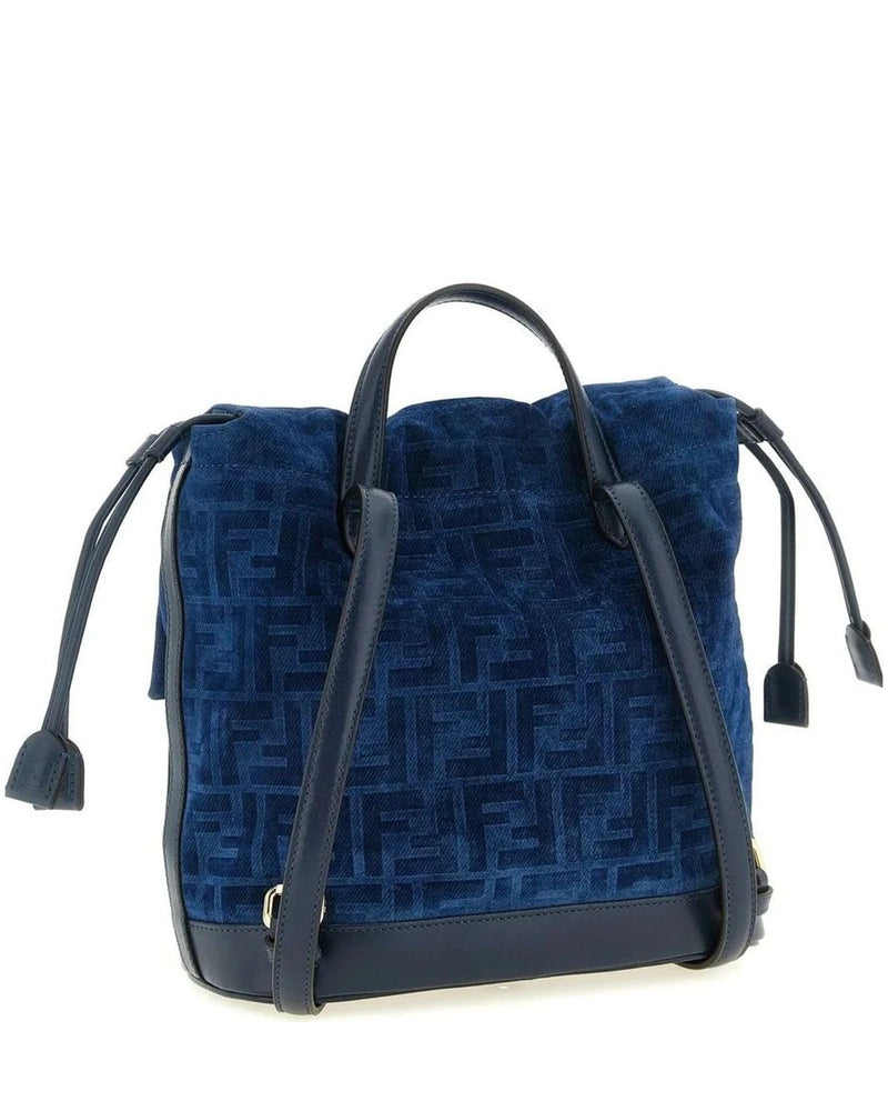 Fendi Backpack Handbag in blue, Cotton — view 2