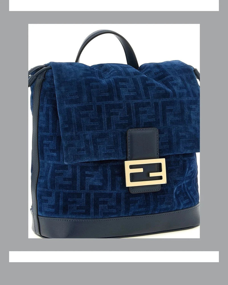 Fendi Backpack Handbag in blue, Cotton — view 3
