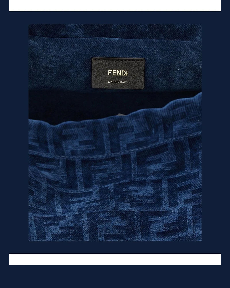 Fendi Backpack Handbag in blue, Cotton — view 4