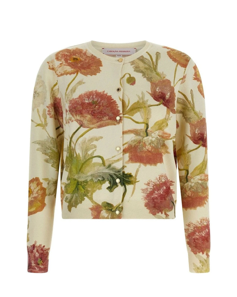Carolina Herrera Cardigan in white, Silk