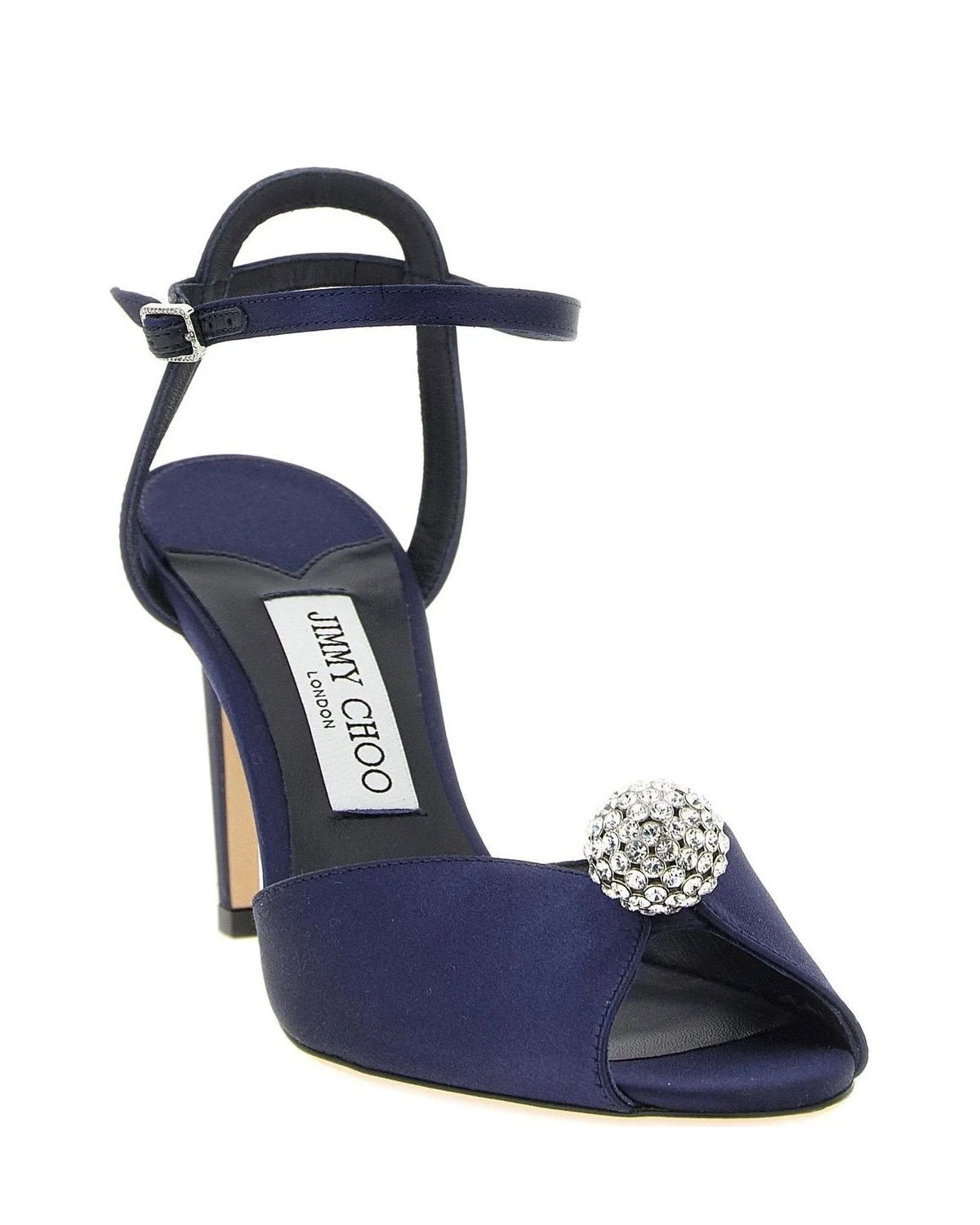 Jimmy Choo Tencel Blue Satin Stiletto Sandals 