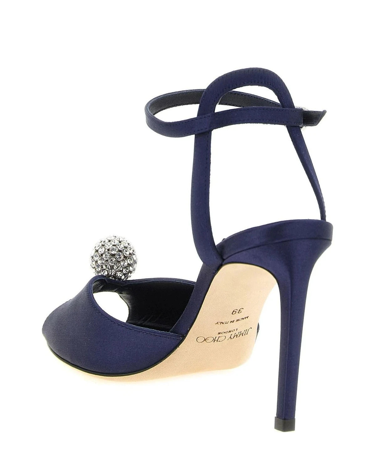Jimmy Choo Tencel Blue Satin Stiletto Sandals 