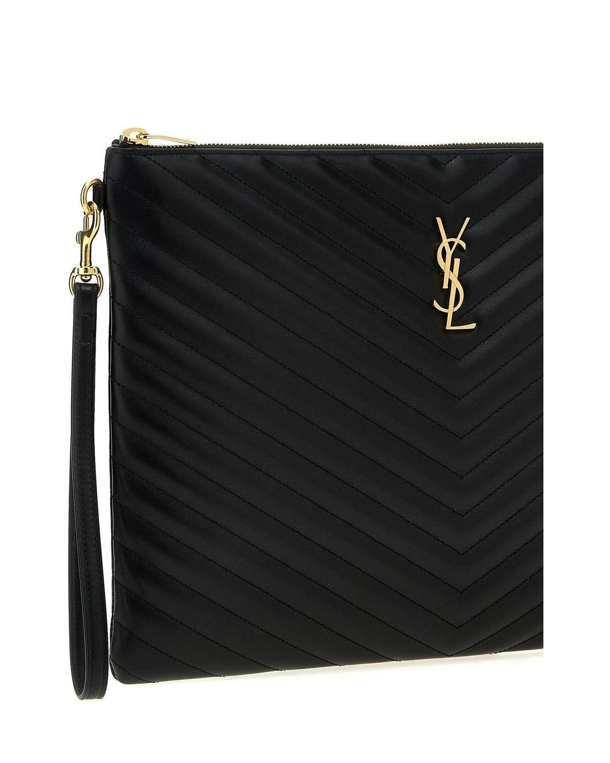 Saint Laurent Envelope Clutche in black, Calfskin Leather — view 3