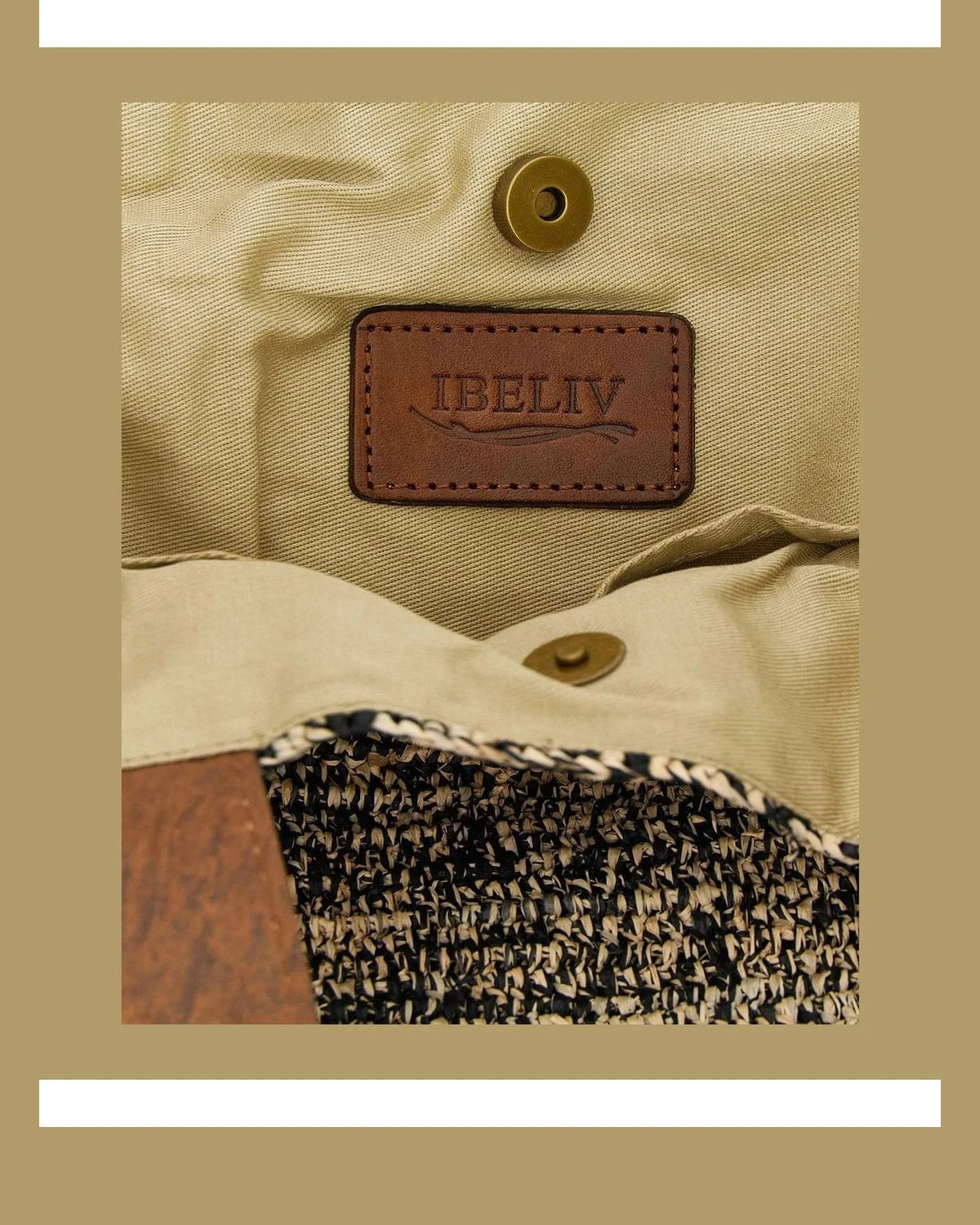 Ibeliv Tote Bag in brown, Raffia — view 4