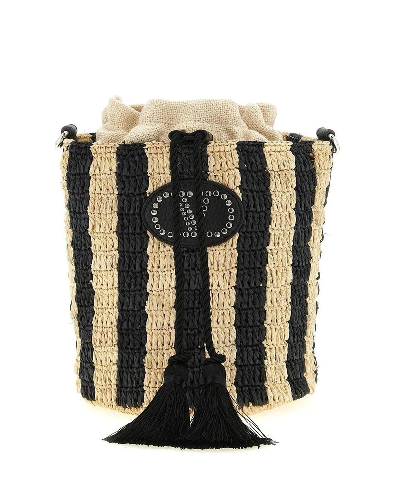 Valentino Garavani Bucket Bag in black, Straw